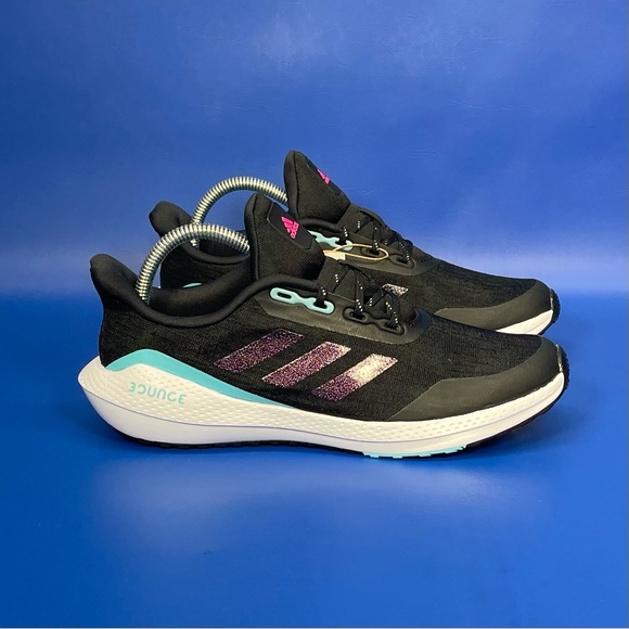 NEW Adidas EQ21 Athletic Running Shoes Youth 7 Womens 8 Black Blue Purple White - Picture 1 of 7